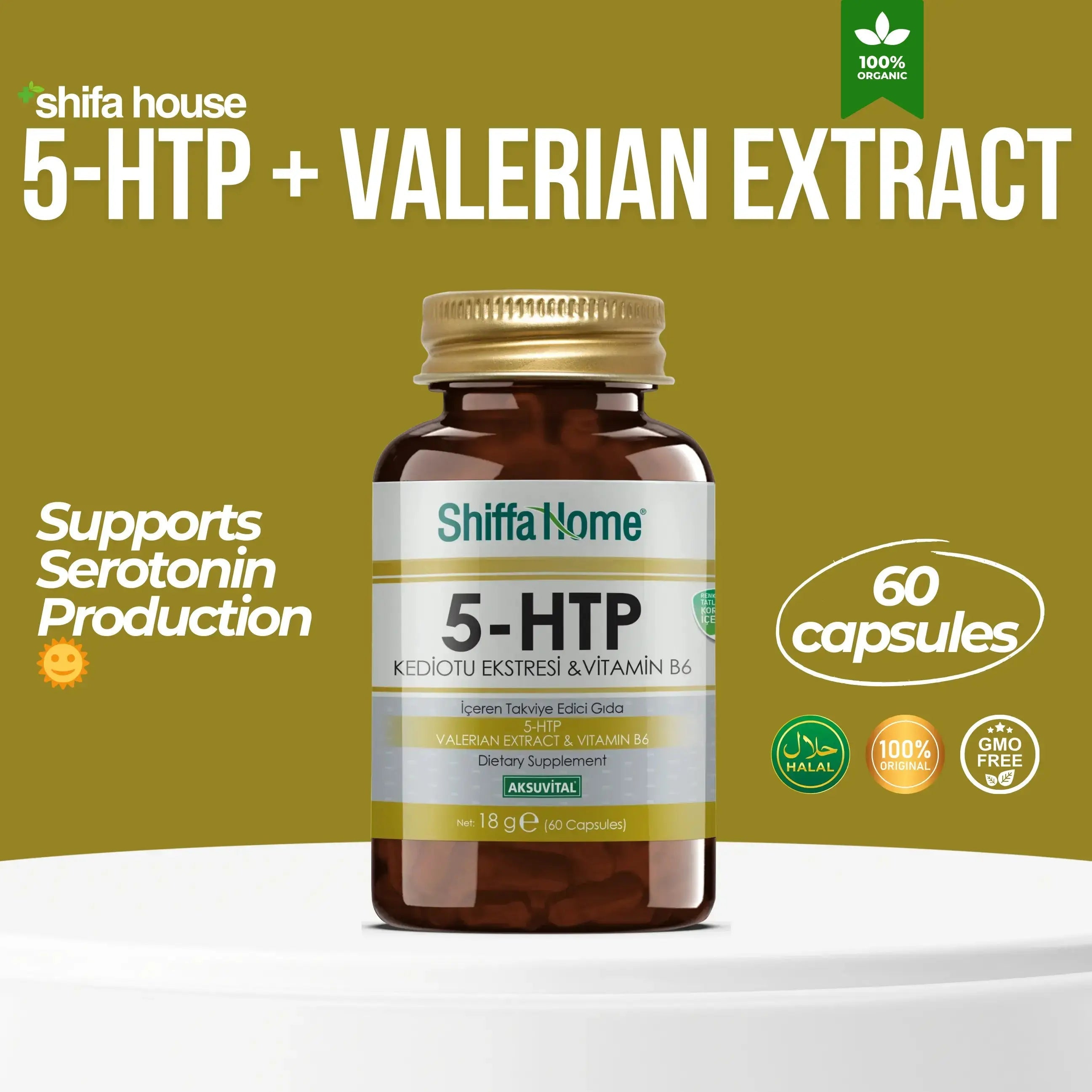 5 - HTP & Valerian Extract & Vitamin B6 Herbal Capsules - Shifahouse