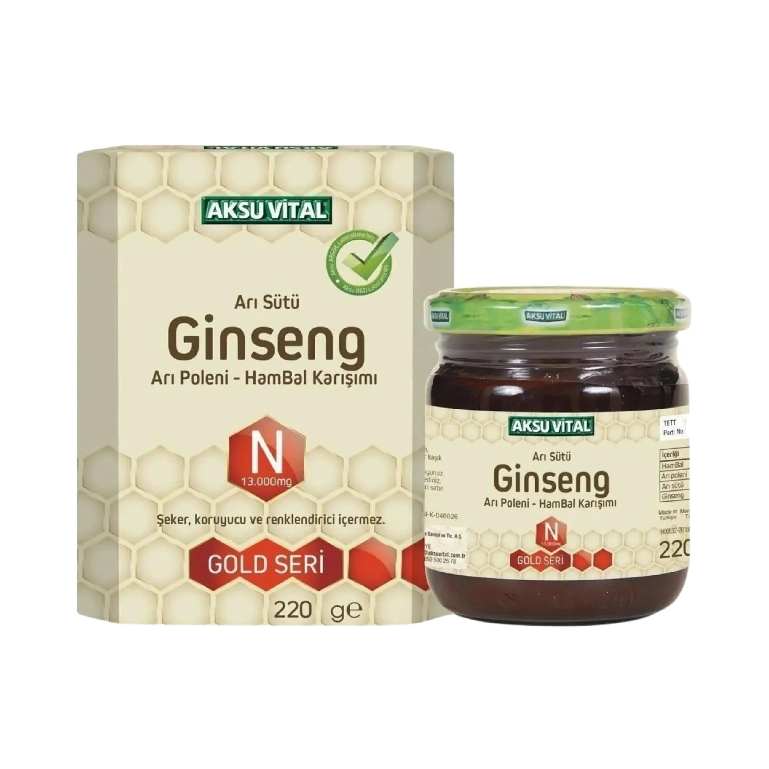 Royal Jelly Honey Pollen with Ginseng (N) 13,000 Mg (Panax Ginseng) AksuVital