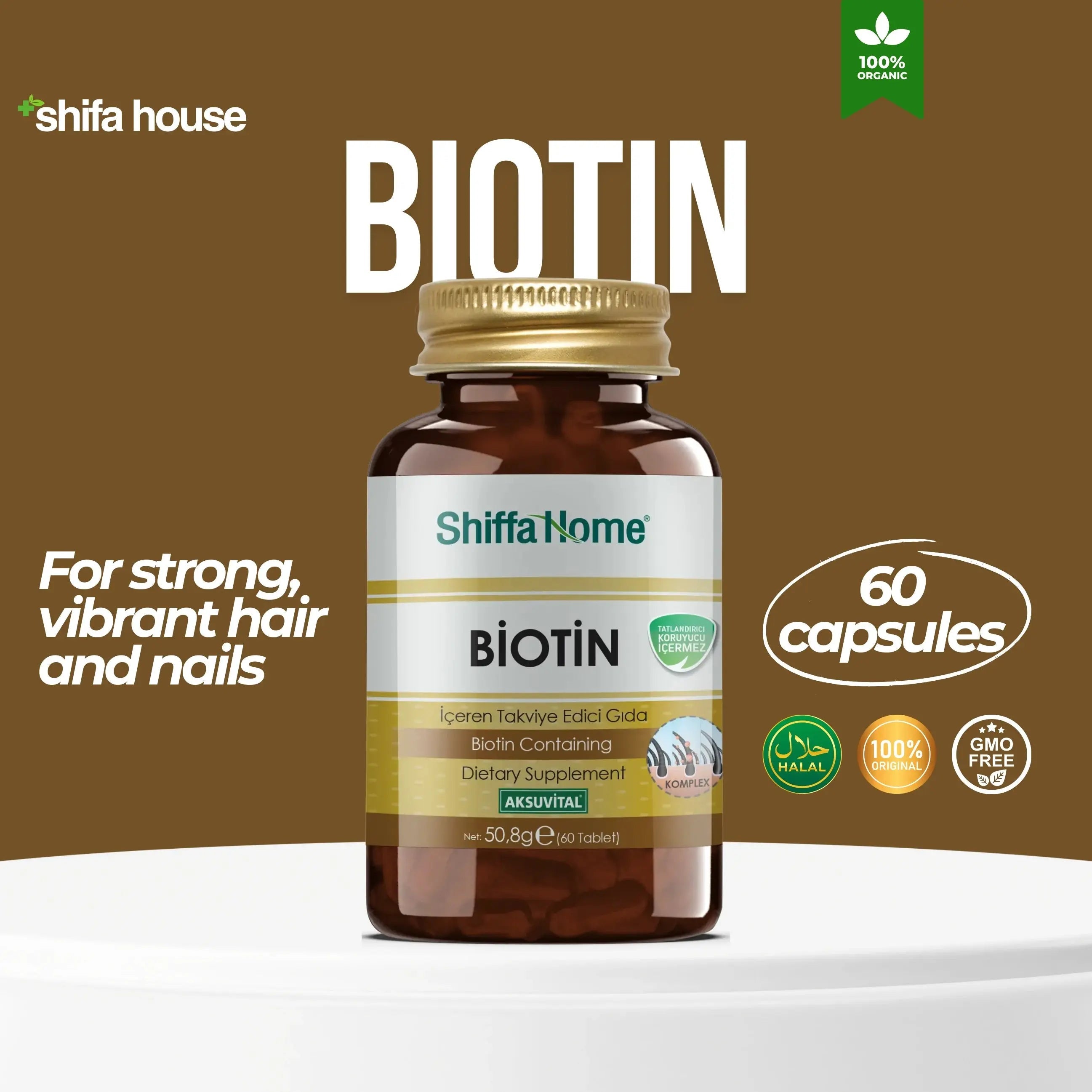 Biotin Tablets 60 Tablets 750 mg - Shifahouse