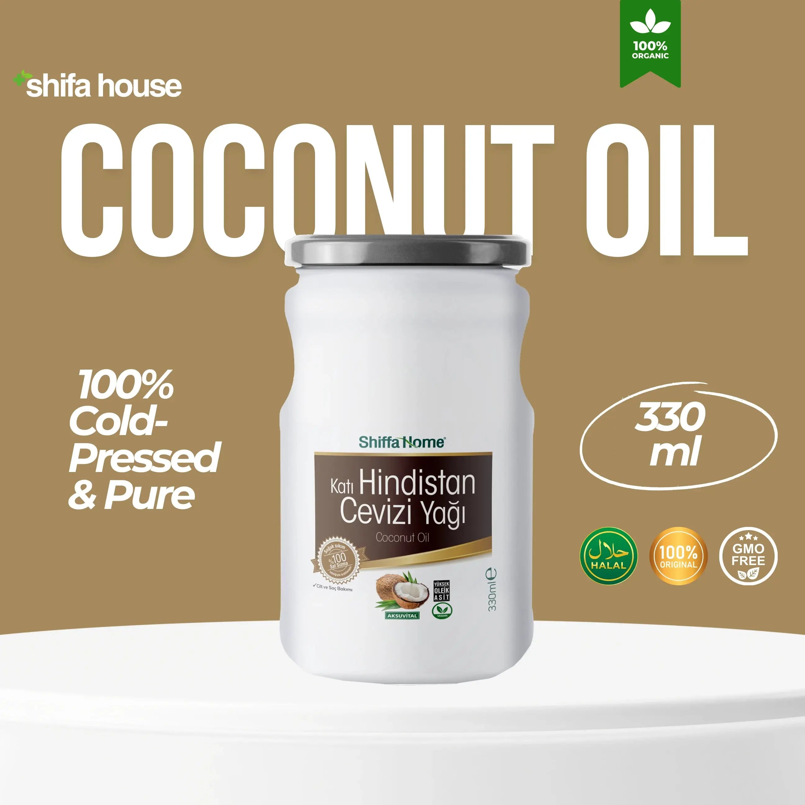 Cold - Pressed Coconut Oil 330ml (100% Pure, Cold - Pressed) - Shifahouse