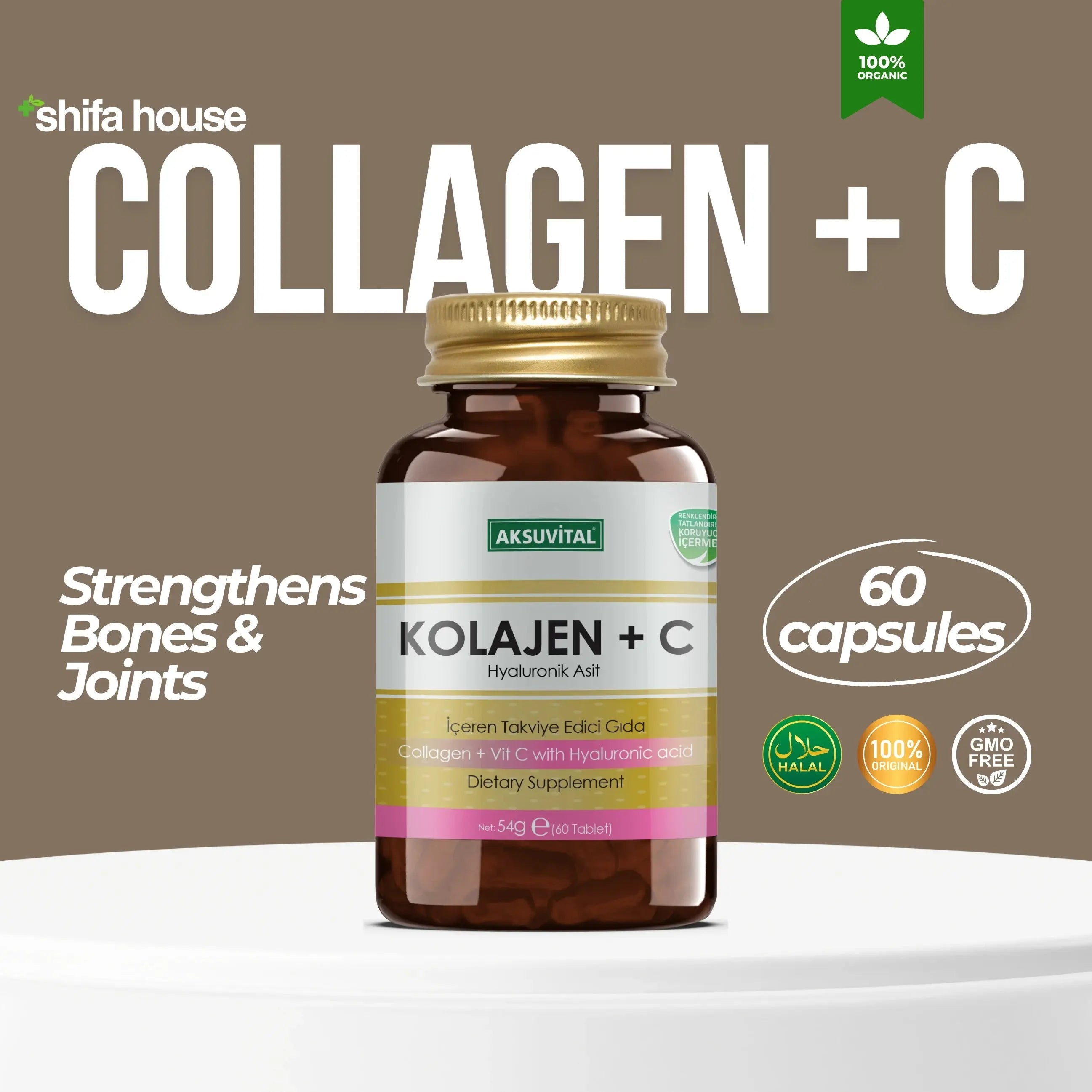 Collagen + Vitamin + Hyaluronic Acid 60 Tablets - Shifahouse