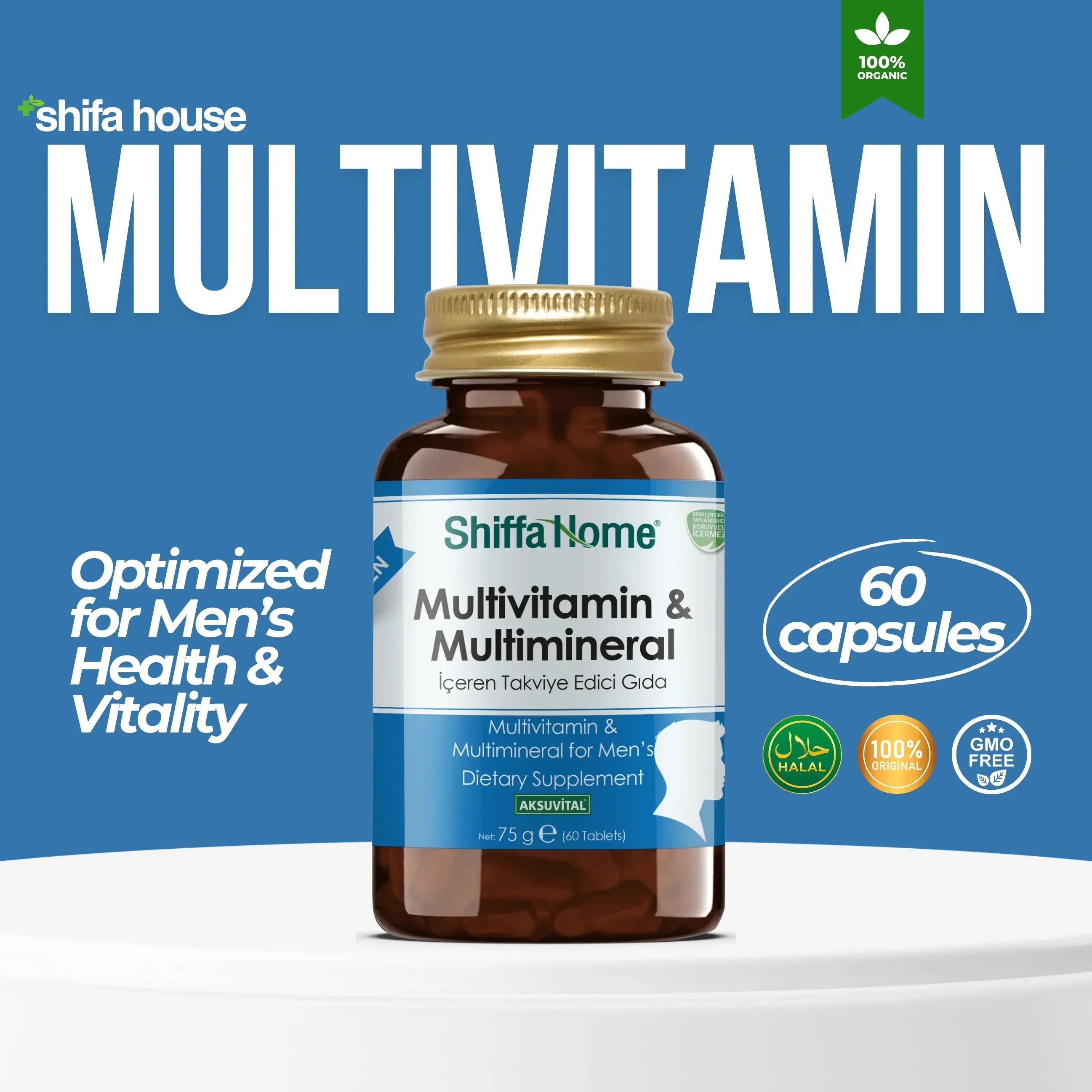 Multivitamin Men’s 60 Tablets - Optimized for Men’s Health & Vitality - Shifahouse