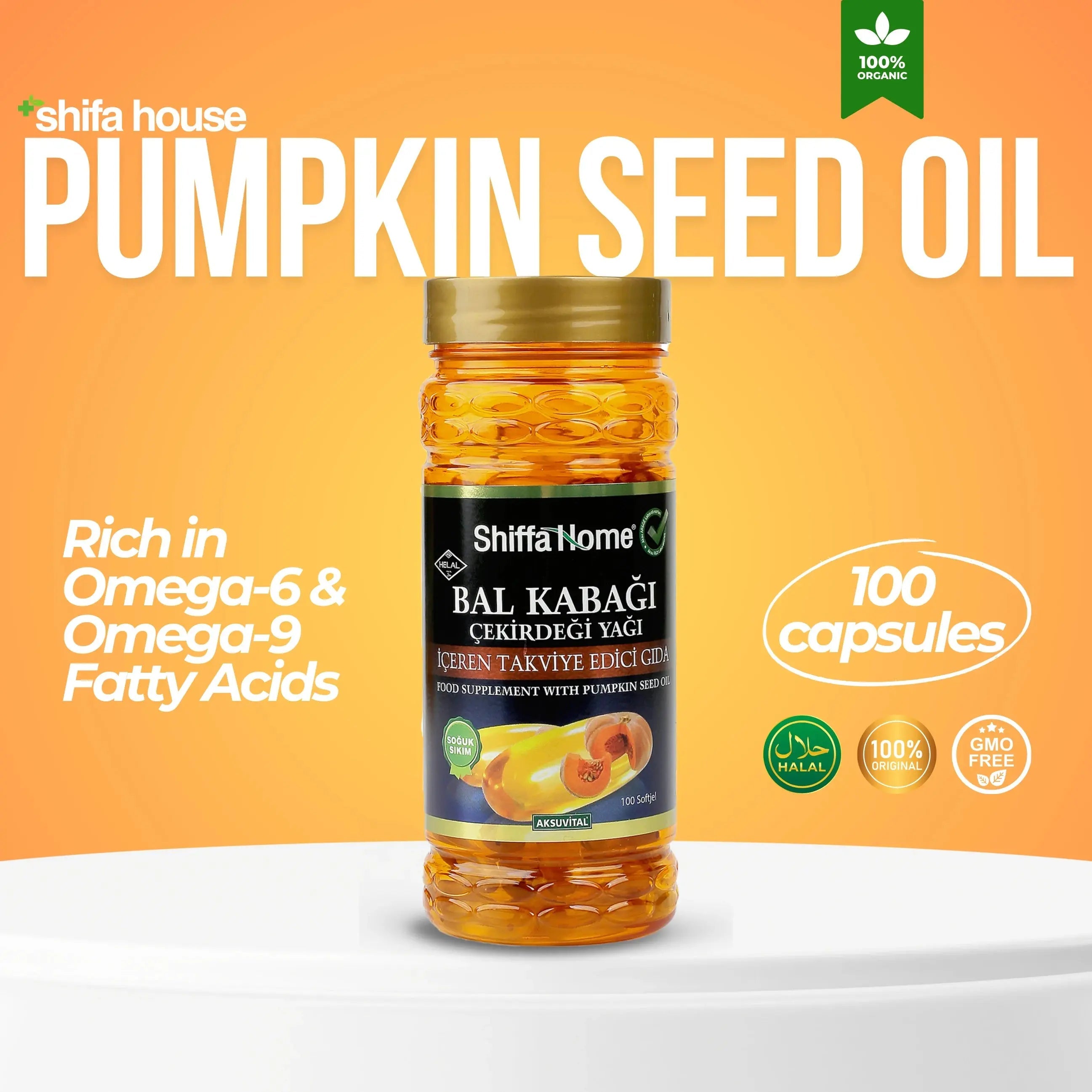 Pumpkin Seed Oil Softgel 100 Softgel 1000mg - Shifahouse