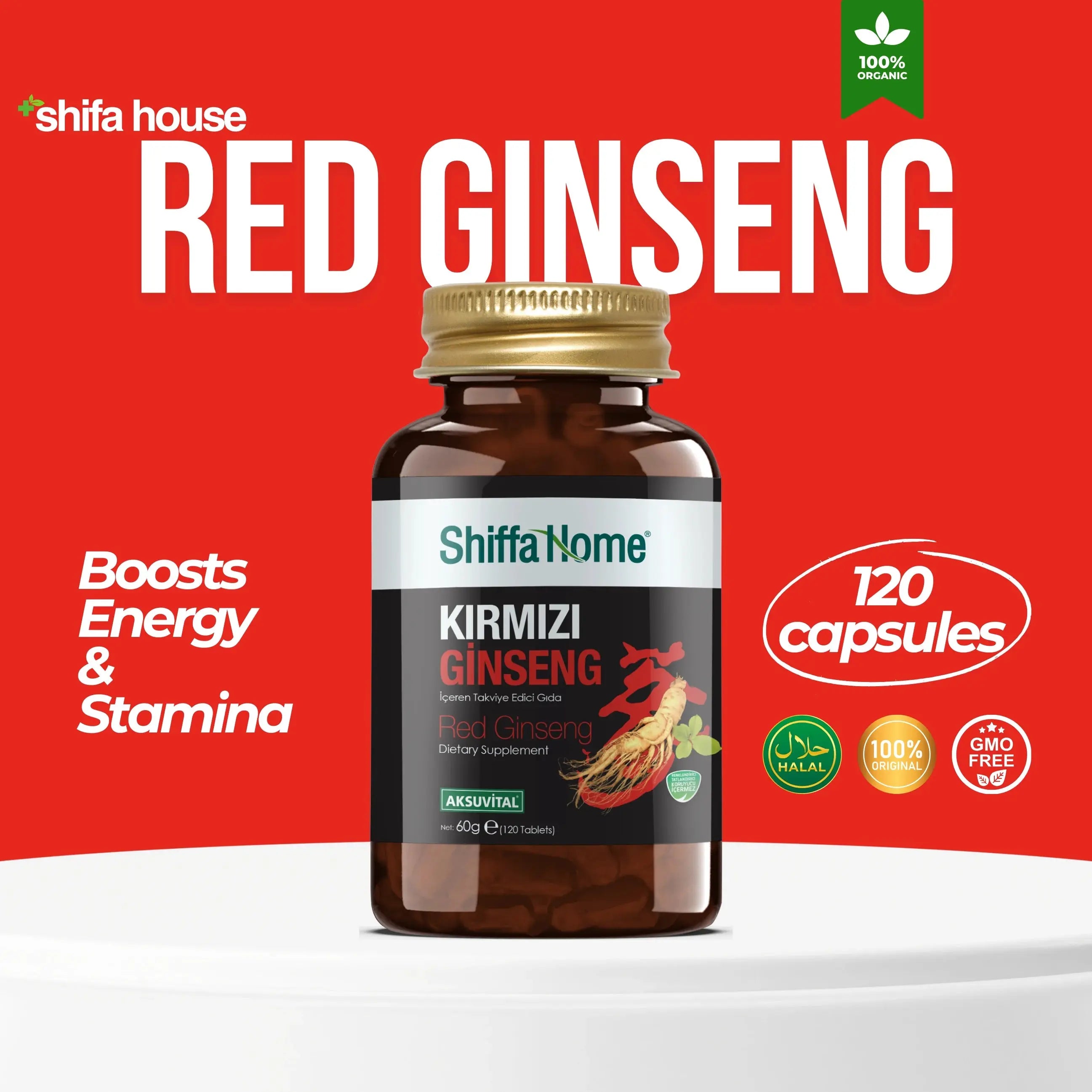 Red Ginseng Tablet 120 Tablets (1320mg Red Ginseng, 140mg Red Ginseng Extract) - Shifahouse
