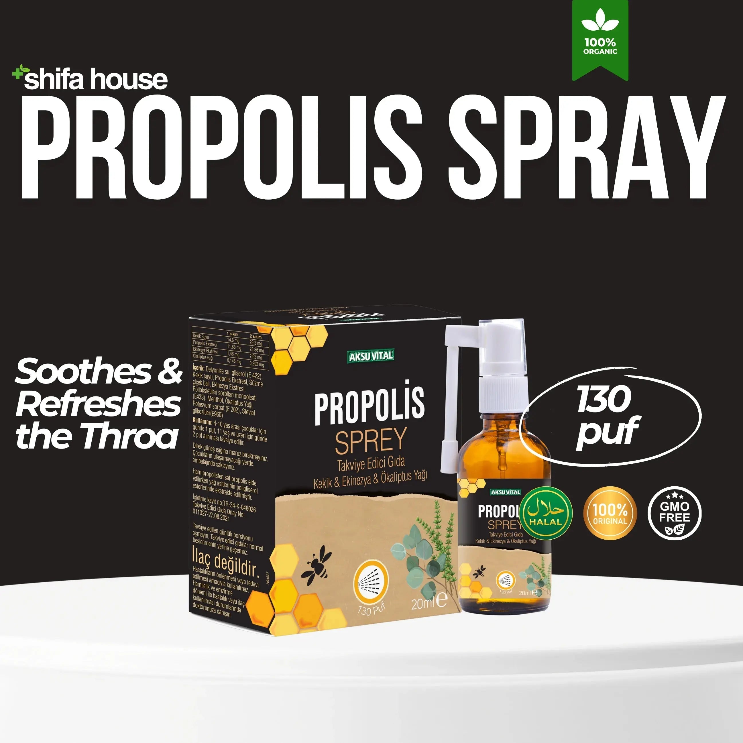 Thyme Echinacea Eucalyptus Throat Spray with Propolis 20ml - Shifahouse