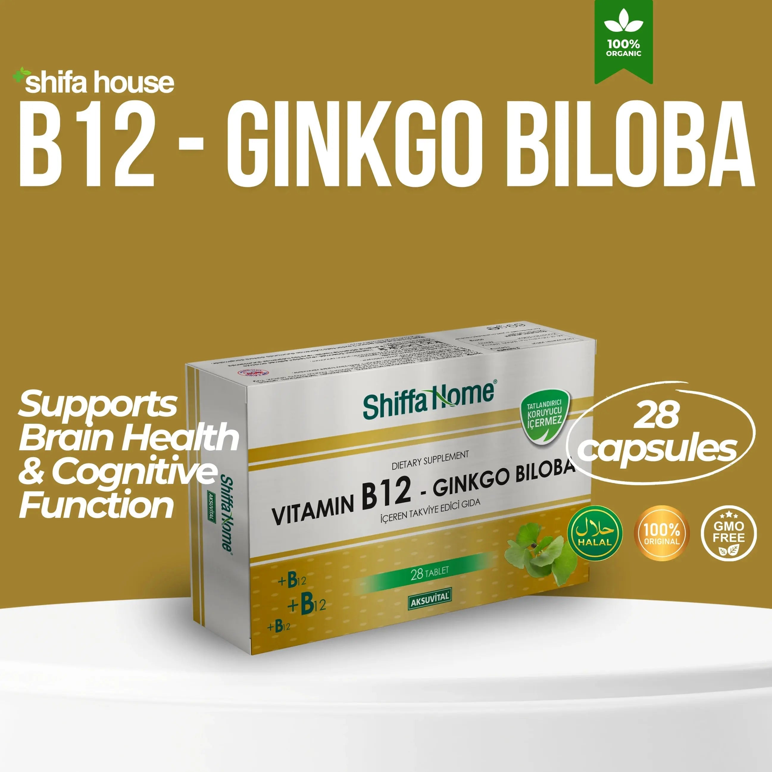 Vitamin B12 - Ginkgo Biloba 28 Tablets - Shifahouse